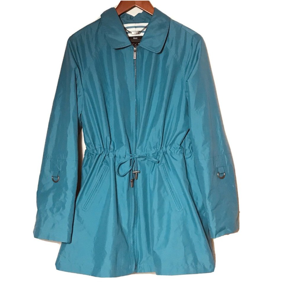 Dennis BASSO Blue Full Zip Roll Tab Sleeve Jacket